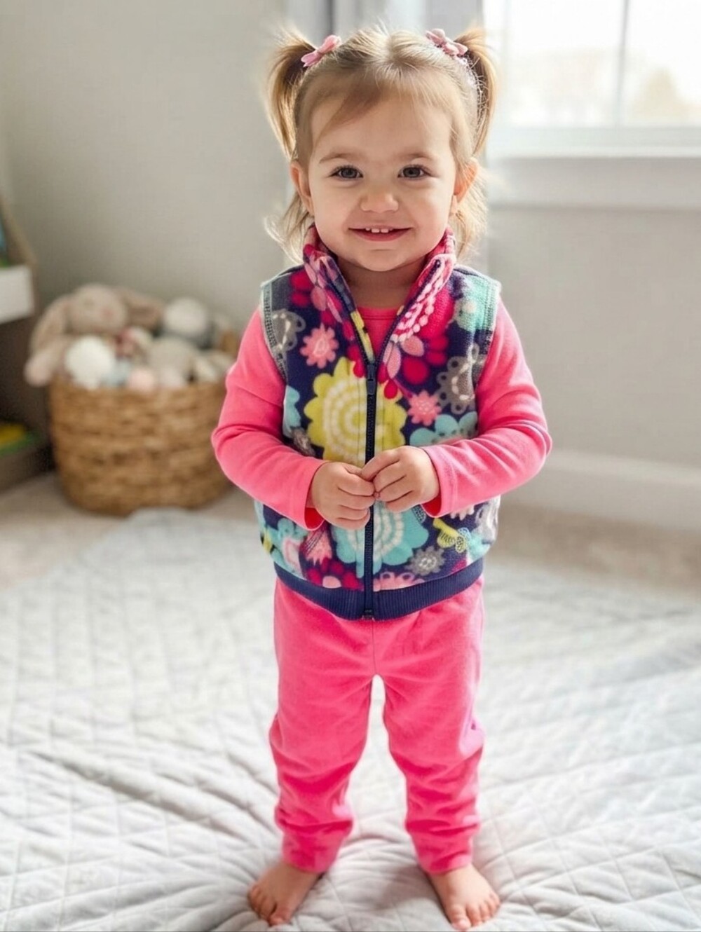 Carter's 18M Floral Vest and Pink Outfit